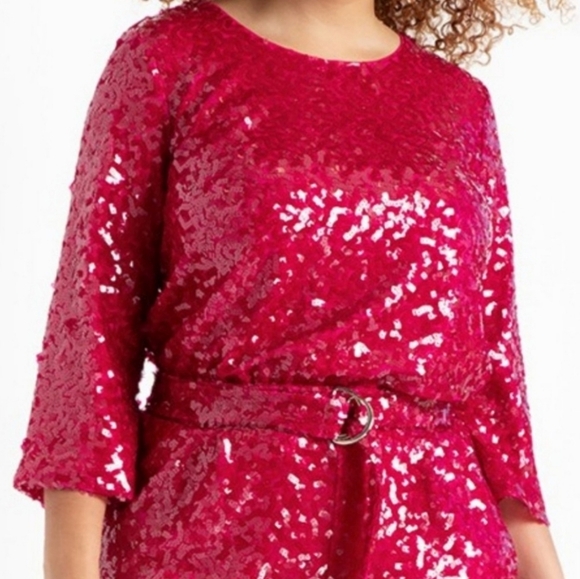 Eloquii Tops - 🏷️Eloquii Pink Sequin Longsleeve  Top Love Potion Size 18